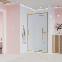 Душевая дверь раздвижная E1-G-130-01-C9 1300x1950 Цвет профиля Золото брашинг Стекло  Прозрачное Veconi