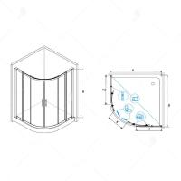 Душевой уголок RGW HO-512 (HO-51 + Z-42) полукруглый 120*120*195 030651222-11 профиль Хром стекло Прозрачное 8 мм RGW