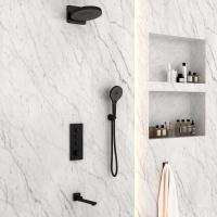 Душевой комплект термостатический встраиваемый, с поворотным изливом, трехрежимный  цвет черный VSFW-433TI1MB VINCEA