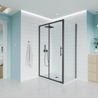 Душевой угол раздвижной E1-SP-B-130120-01-C9 1300х1200x1950 Цвет профиля Чёрный матовый Стекло  Прозрачное Veconi