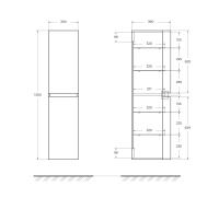 Колонна подвесная с двумя распашными дверцами, реверсивная VAGUE 30x38x130 Rovere tabacco 54837 CEZARES