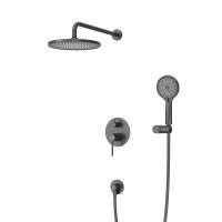 Душевой комплект встраиваемый смеситель, верхний душ, ручной душ со шлангом, штуцер с держателем RELAX-DSET-NOP черный матовый    Cezares