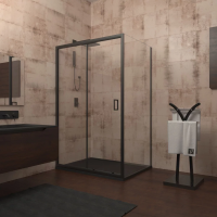 Душевой угол раздвижной прямоугольный RV046B-12580-01-C5 1250х800х1950 Цвет профиля Чёрный  Стекло Прозрачное Veconi