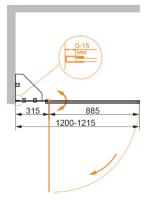 Шторка на ванну с двумя стеклянными полками ECO-O-V-12-120/140-C-Cr 1200x1400 Cezares
