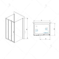 Душевой уголок RGW PA-73 (PA-13 + Z-050-2) прямоугольный  130*100*195 060873130-011 профиль Хром стекло Прозрачное 5 мм RGW