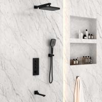 Душевой комплект термостатический встраиваемый, с поворотным изливом, трехрежимный  цвет черный VSFW-433T1MB VINCEA