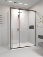 Душевой угол раздвижной 1300х900x2000 цвет профиля Графит брашинг стекло прозрачное PR3/R-SP-13090-01-GR-C4 Premium Veconi