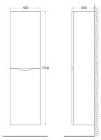 Шкаф подвесной, две распашные двери с доводчиками, с двумя  полками, левосторонний ANCONA-N-1500-2A-SC-BL-L Bianco Lucido BELBAGNO