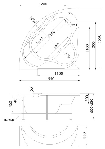 Ванна "GRAND LUXE"155*155 01грл1515 Aima